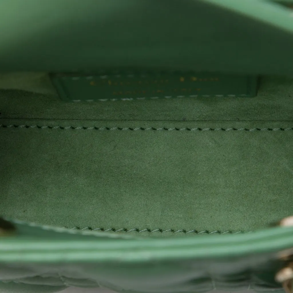 Dior Micro Lambskin Cannage Lady Dior Green Leather Very good - Model View