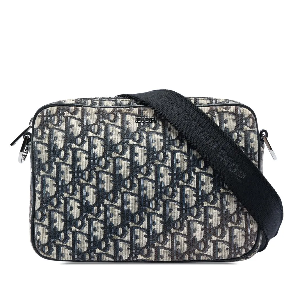 Dior Oblique Canvas Saddle Triple Pouch Blue Very good - Front View