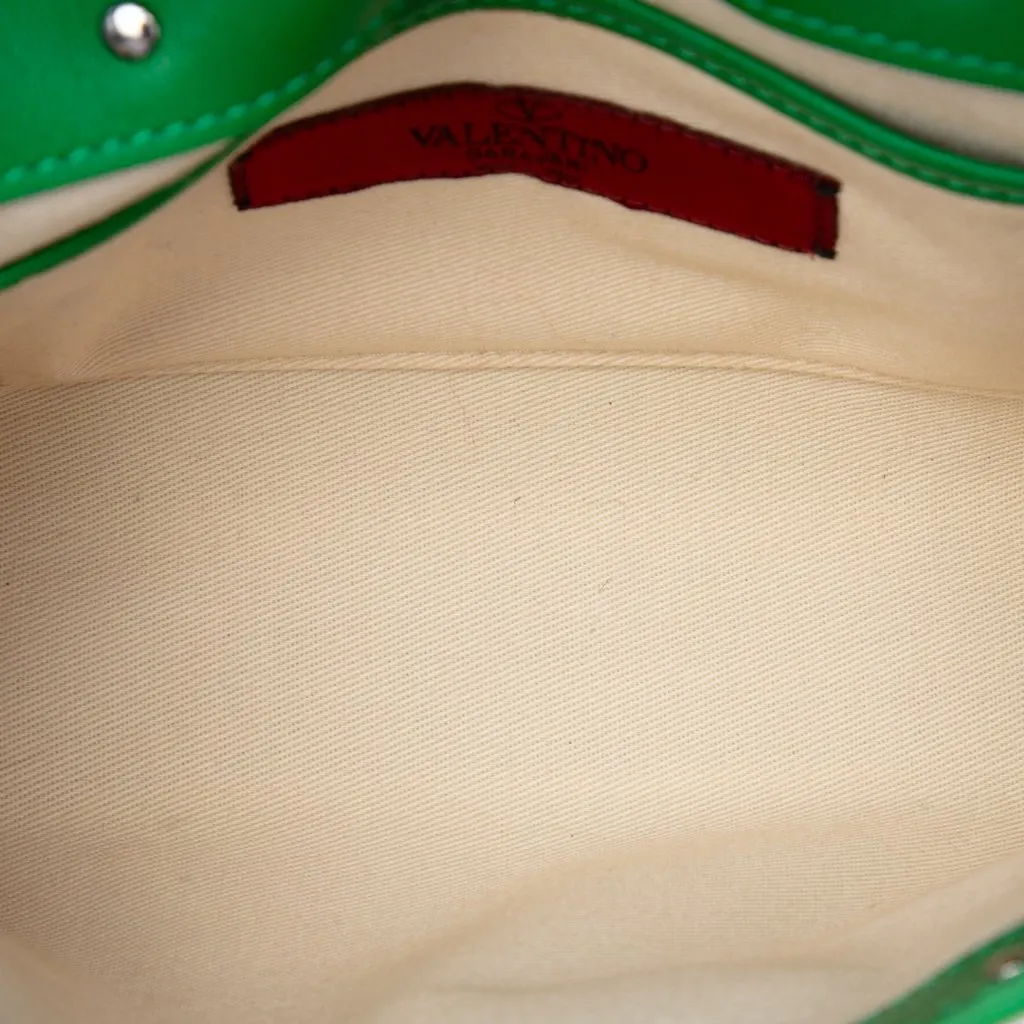 Valentino Medium Leather Colorblock Rockstud Flip Lock Crossbody White Leather Good - Model View