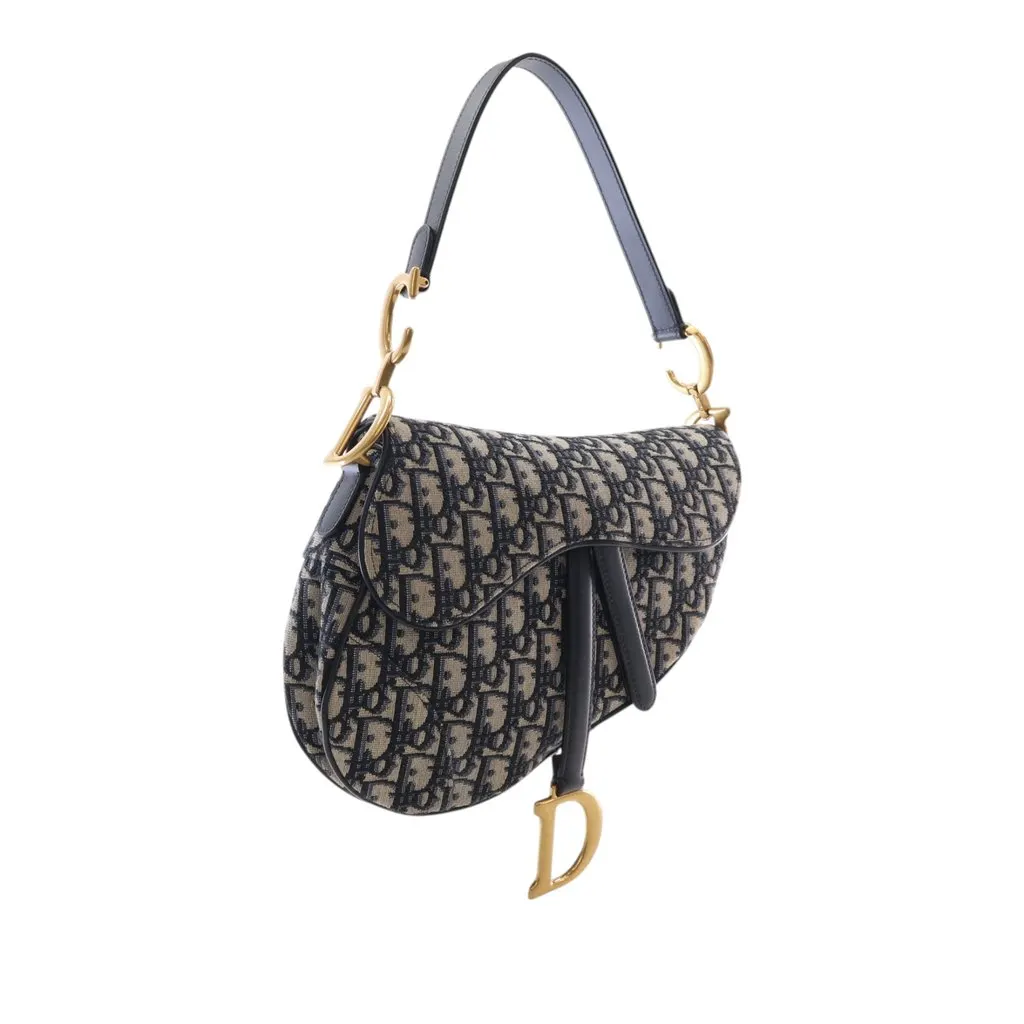 Dior Oblique Canvas Saddle Bag Blue Very good - Back View