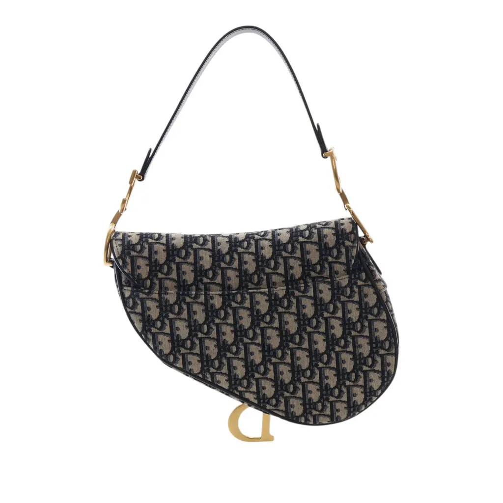 Dior Oblique Canvas Saddle Bag Blue Very good - Model View