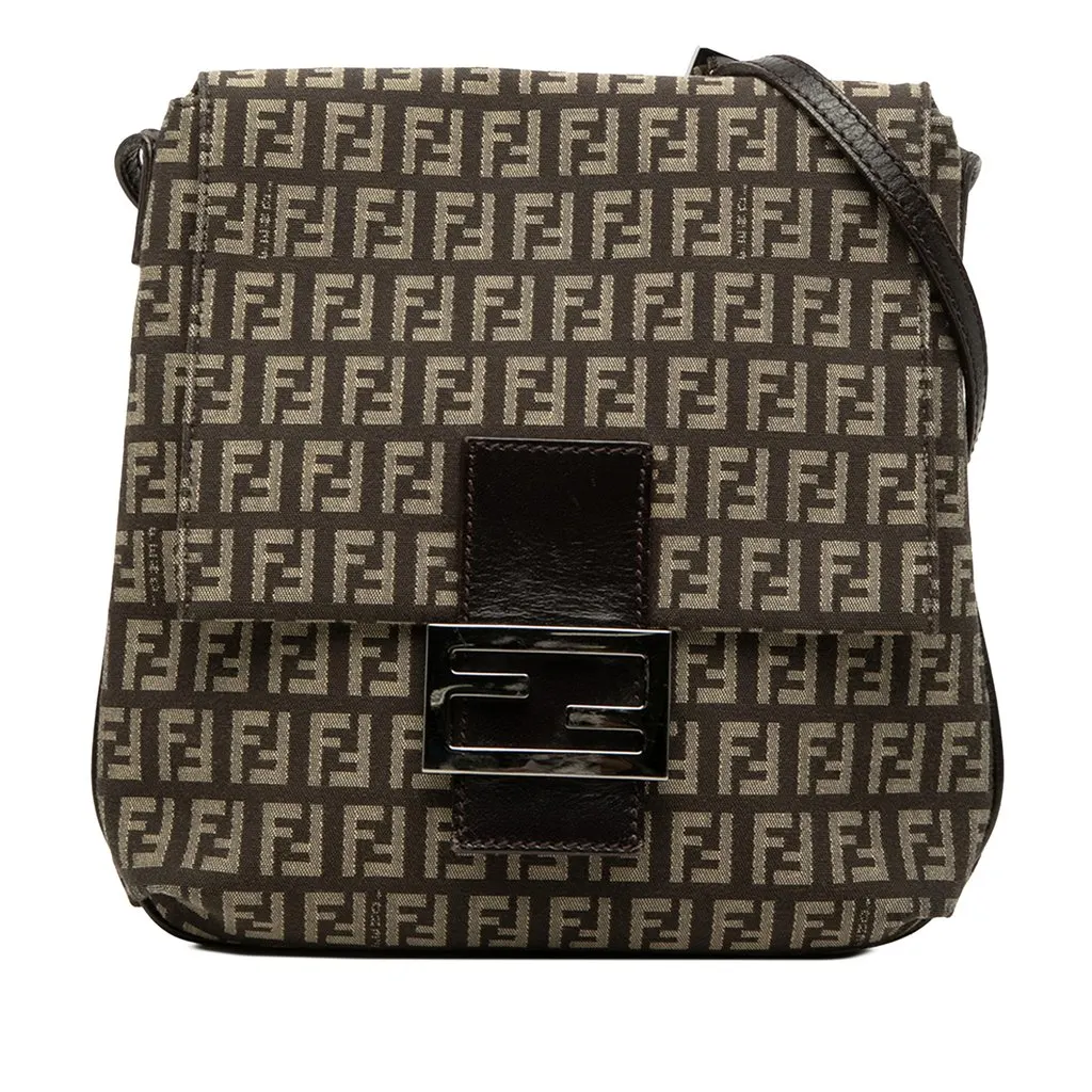 Fendi Zucchino Canvas Crossbody Brown Very good - Front View