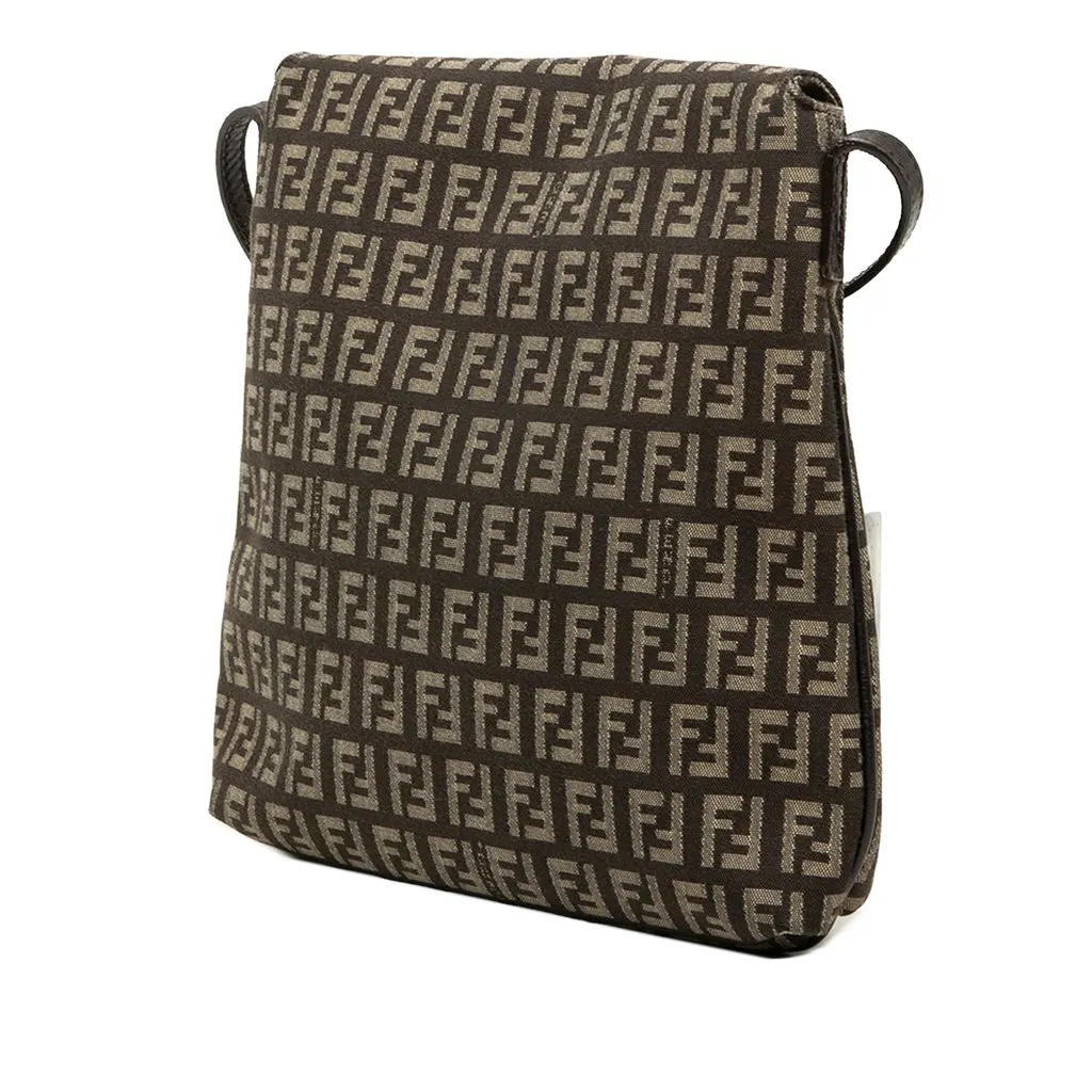 Fendi Zucchino Canvas Crossbody Brown Very good - Back View