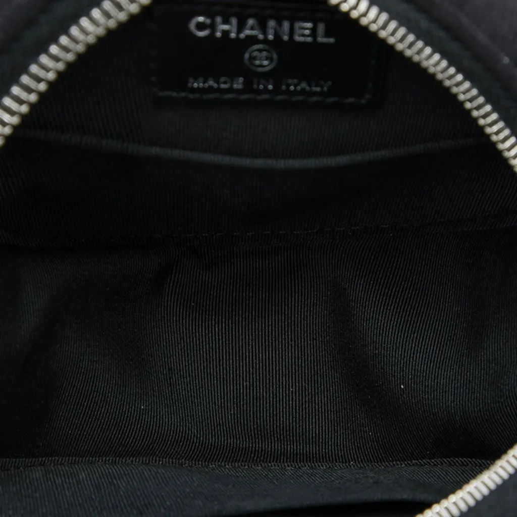 Chanel Quilted Suede Cocostellar Round Clutch with Chain Black Leather Very good - Model View
