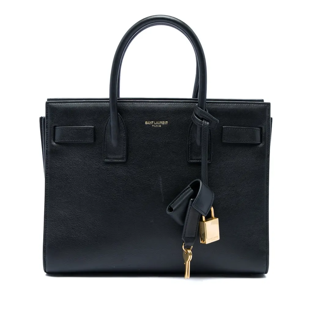 Saint Laurent Baby Leather Sac De Jour Satchel Black Leather Very good - Front View