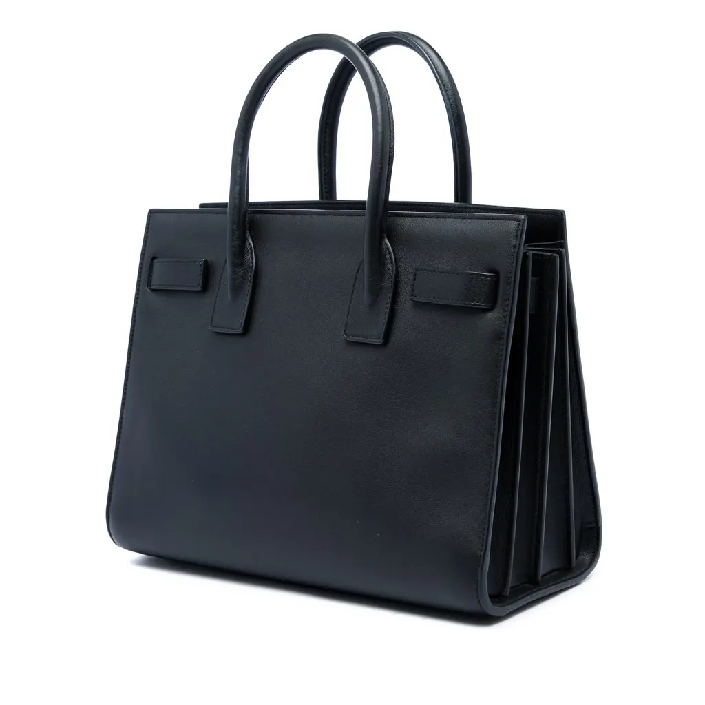 Saint Laurent Baby Leather Sac De Jour Satchel Black Leather Very good - Back View