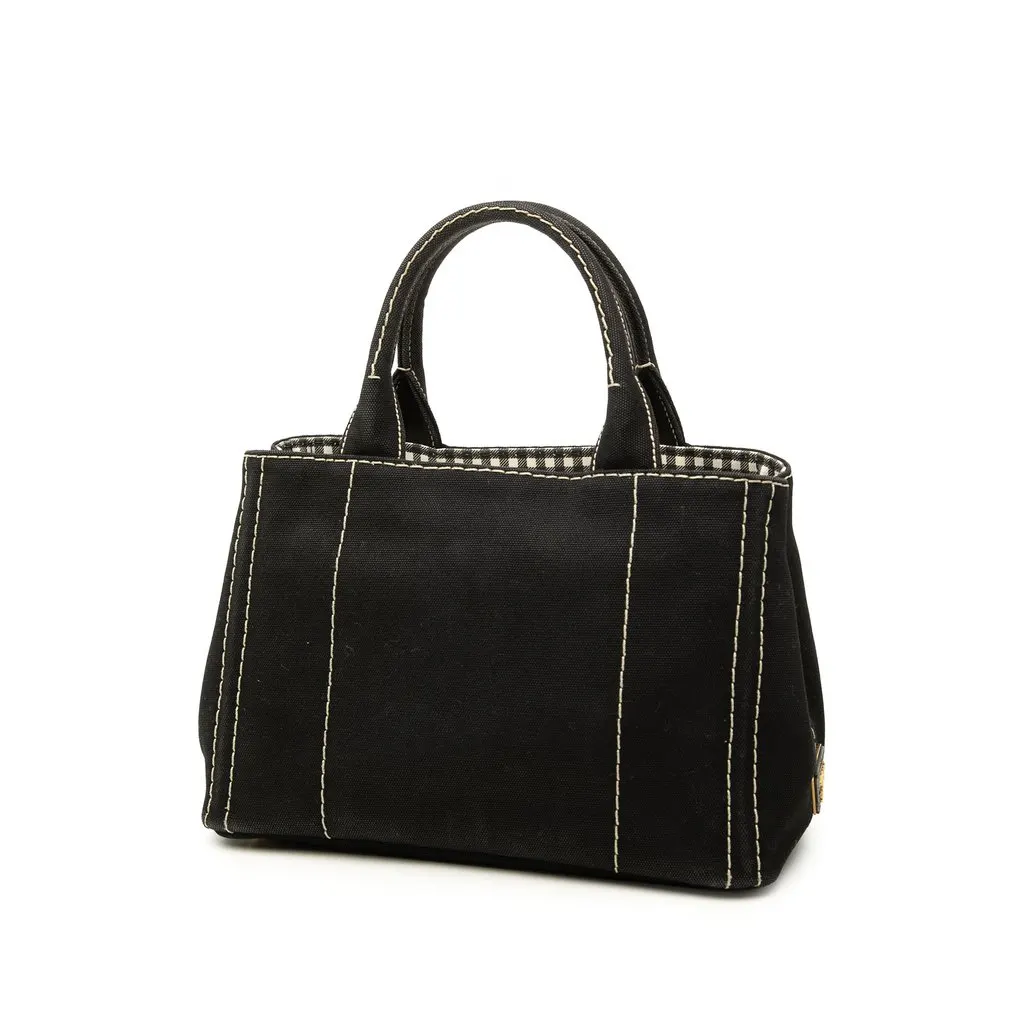 Prada Small Canvas Canapa Logo Tote Black Canvas Very good - Back View