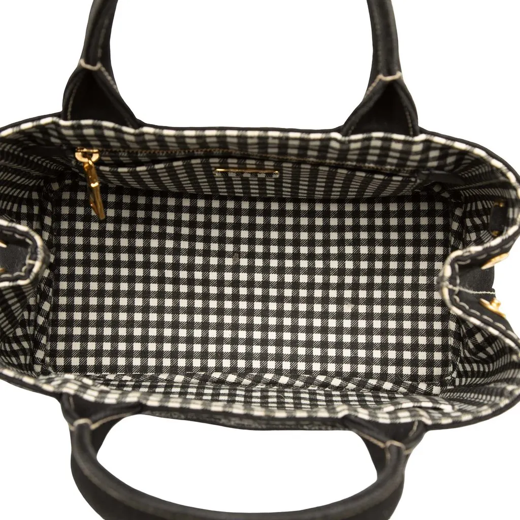 Prada Small Canvas Canapa Logo Tote Black Canvas Very good - Model View