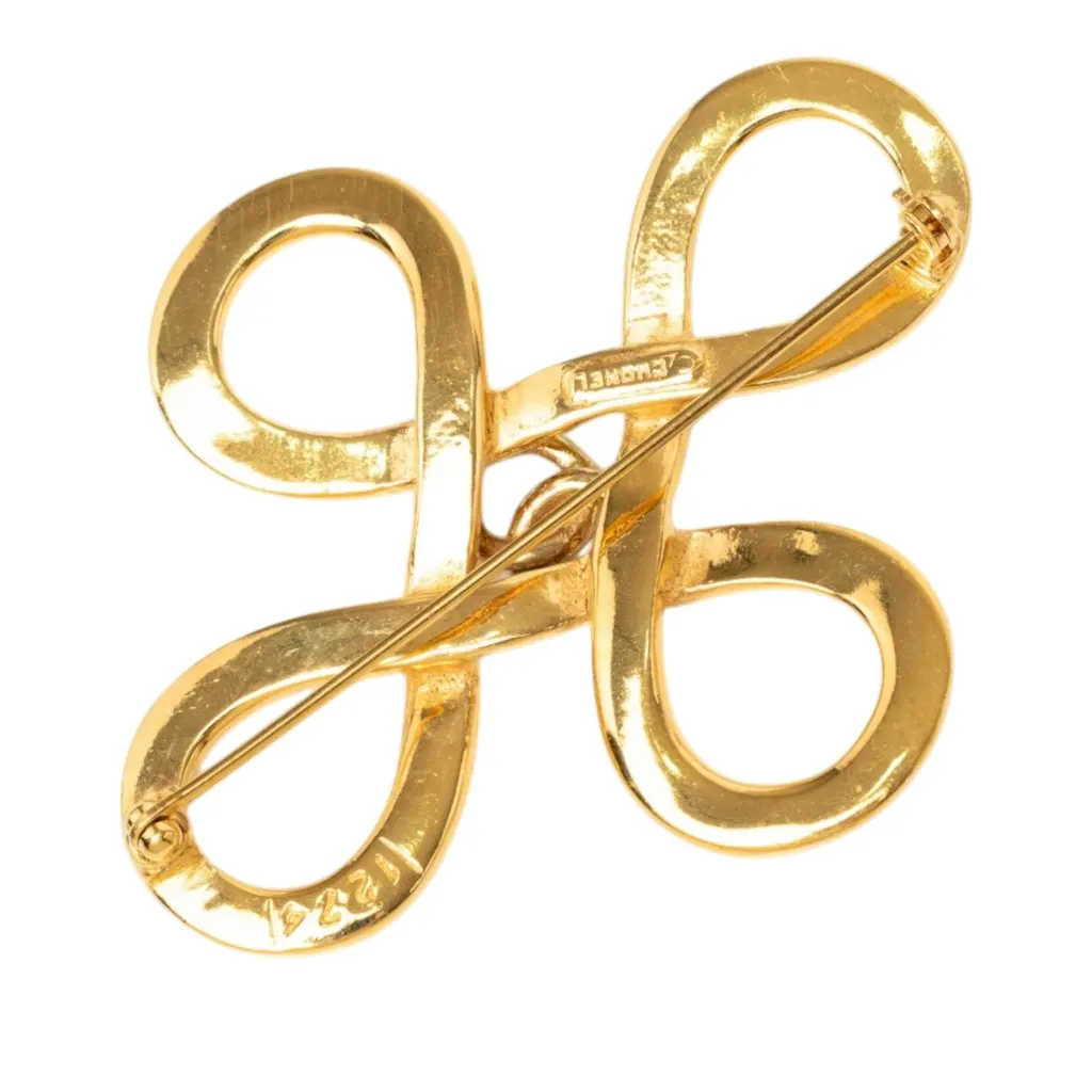 Chanel CC Gold Plated Infinity Brooch Gold Metal Very good - Back View