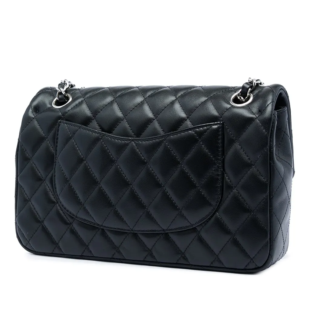 Chanel Medium Classic Lambskin Single Flap Black Leather Very good - Back View