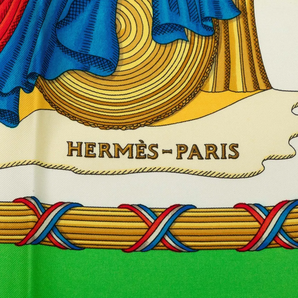Hermès Republique Francaise Liberte Egalite Fraternite 1789 Silk Scarf 90 Green Silk Very good - Inside View