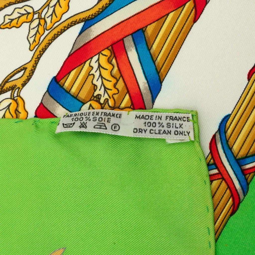 Hermès Republique Francaise Liberte Egalite Fraternite 1789 Silk Scarf 90 Green Silk Very good - Box View