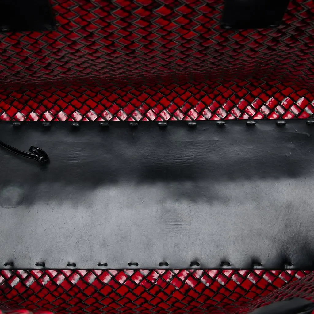 Bottega Veneta Limited Edition Medium Brushed Calfskin Intreccio Cabat Tote Red Leather Very good - Model View