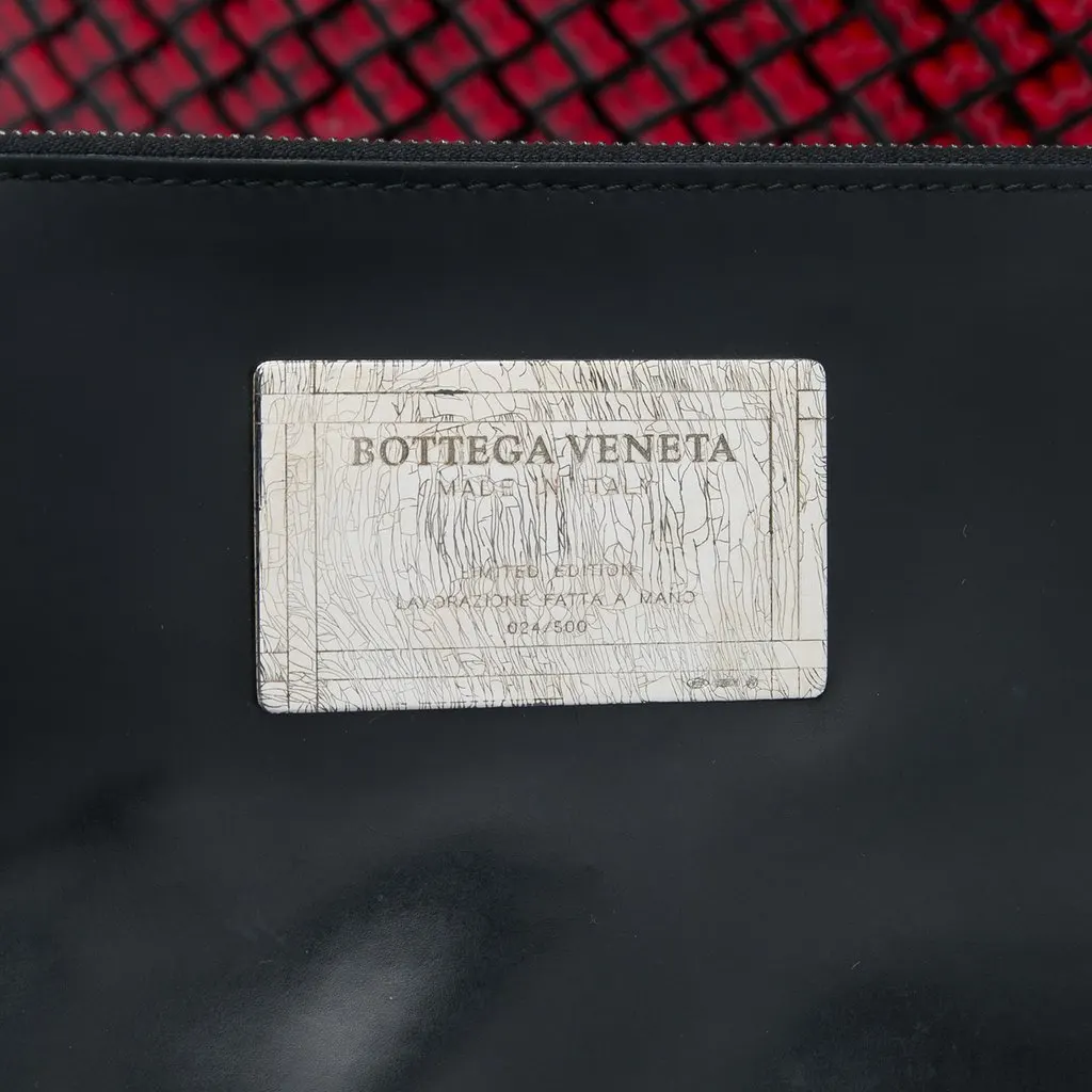 Bottega Veneta Limited Edition Medium Brushed Calfskin Intreccio Cabat Tote Red Leather Very good - Box View