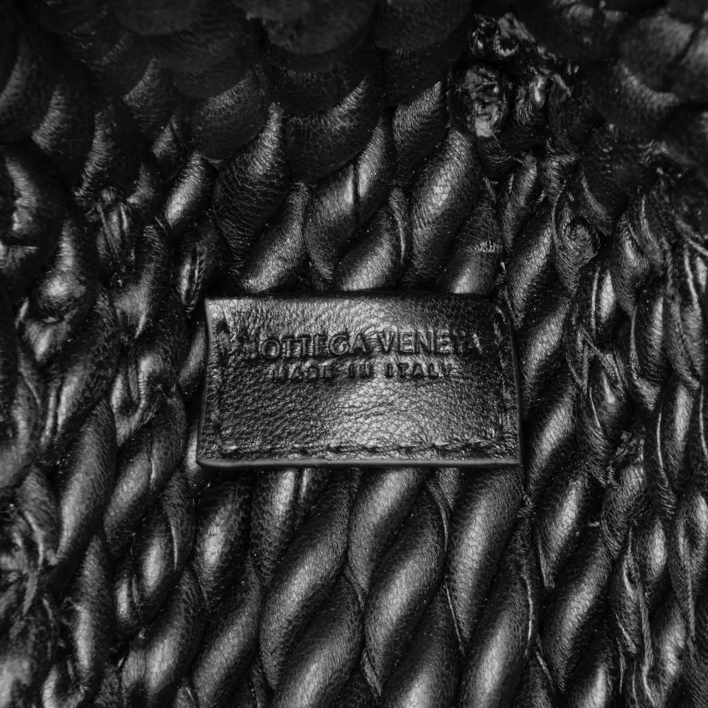 Bottega Veneta Lambskin Torchon Classic Tasseled Twisted Crossbody Black Leather Very good - Box View
