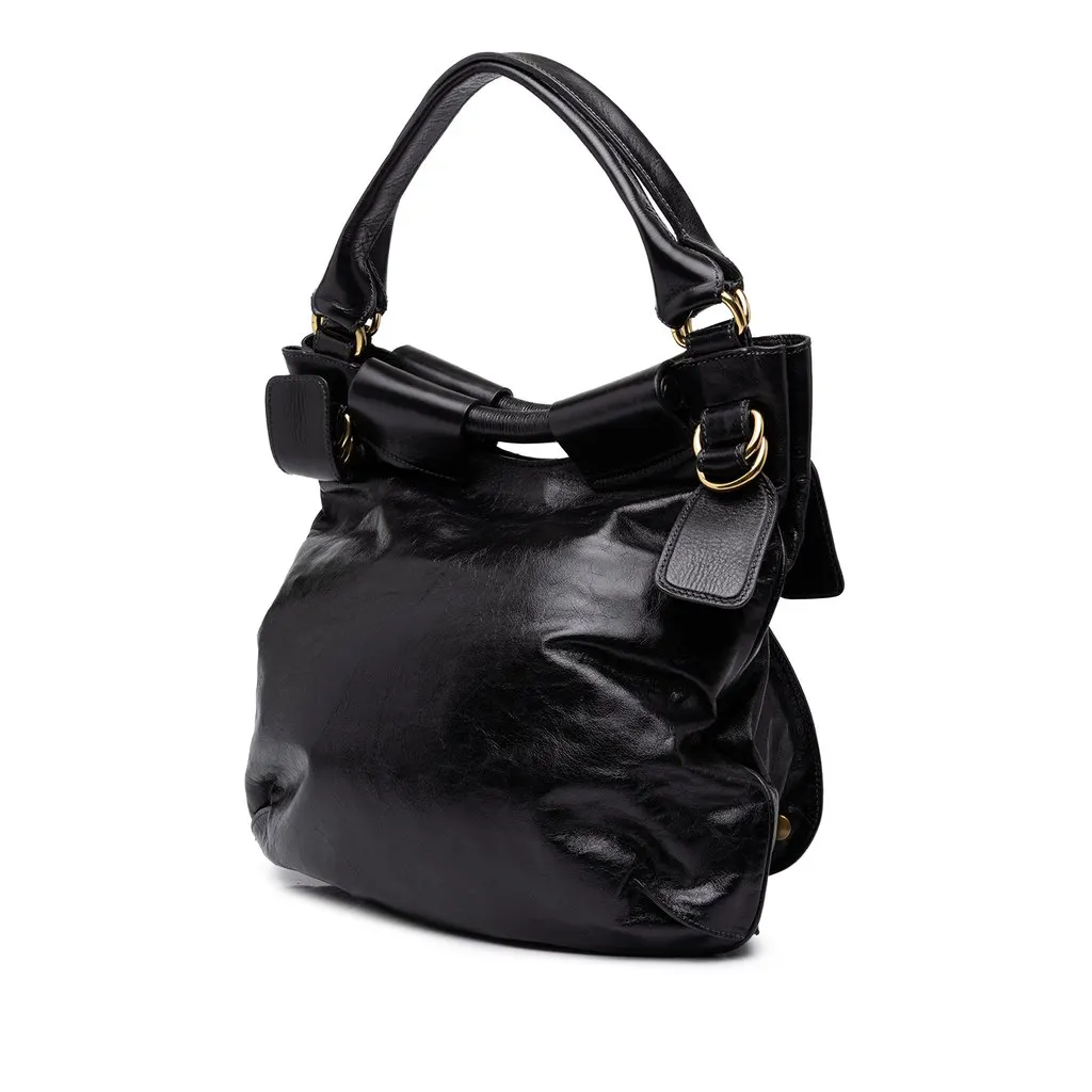 Chloé Large Leather Bay  Shoulder Bag Black Leather Very good - Back View