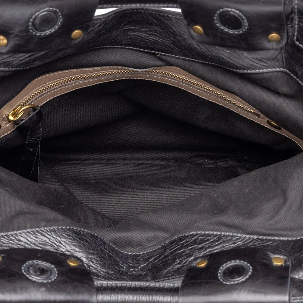 Chloé Large Leather Bay  Shoulder Bag Black Leather Very good - Model View