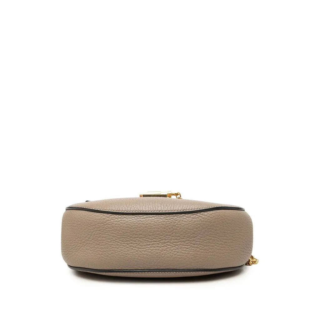 Chloé Mini Grained Lambskin Drew Crossbody Brown Leather Very good - Inside View