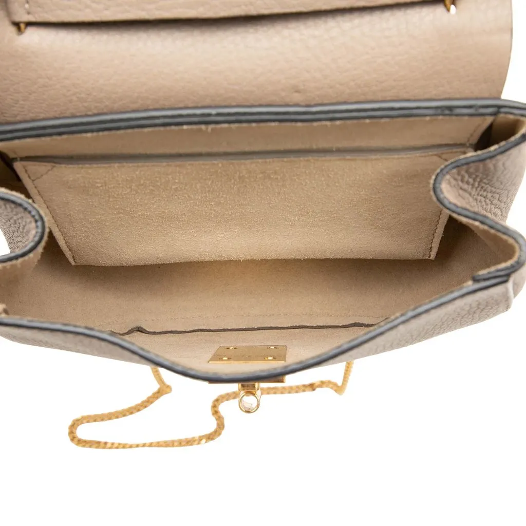 Chloé Mini Grained Lambskin Drew Crossbody Brown Leather Very good - Model View