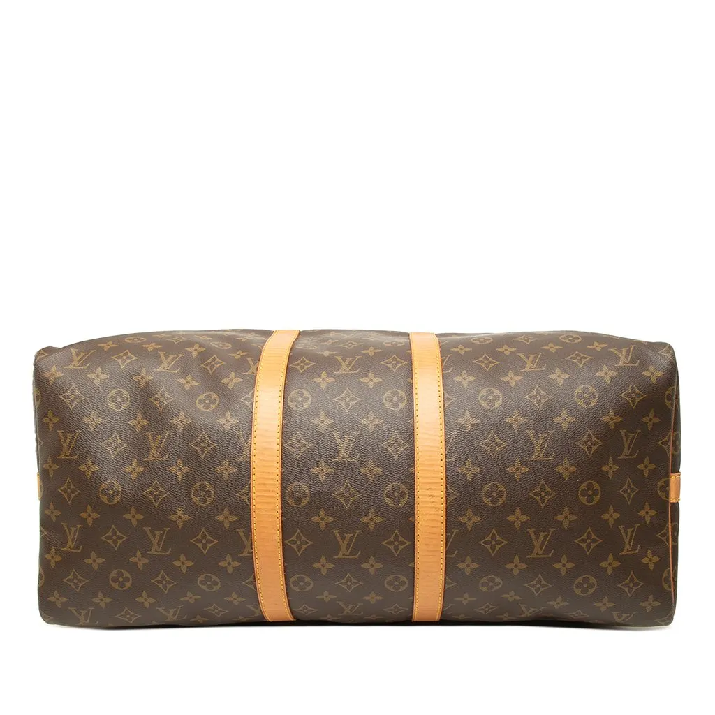 Louis Vuitton Monogram Keepall Bandouliere 55 Brown Canvas Good - Inside View