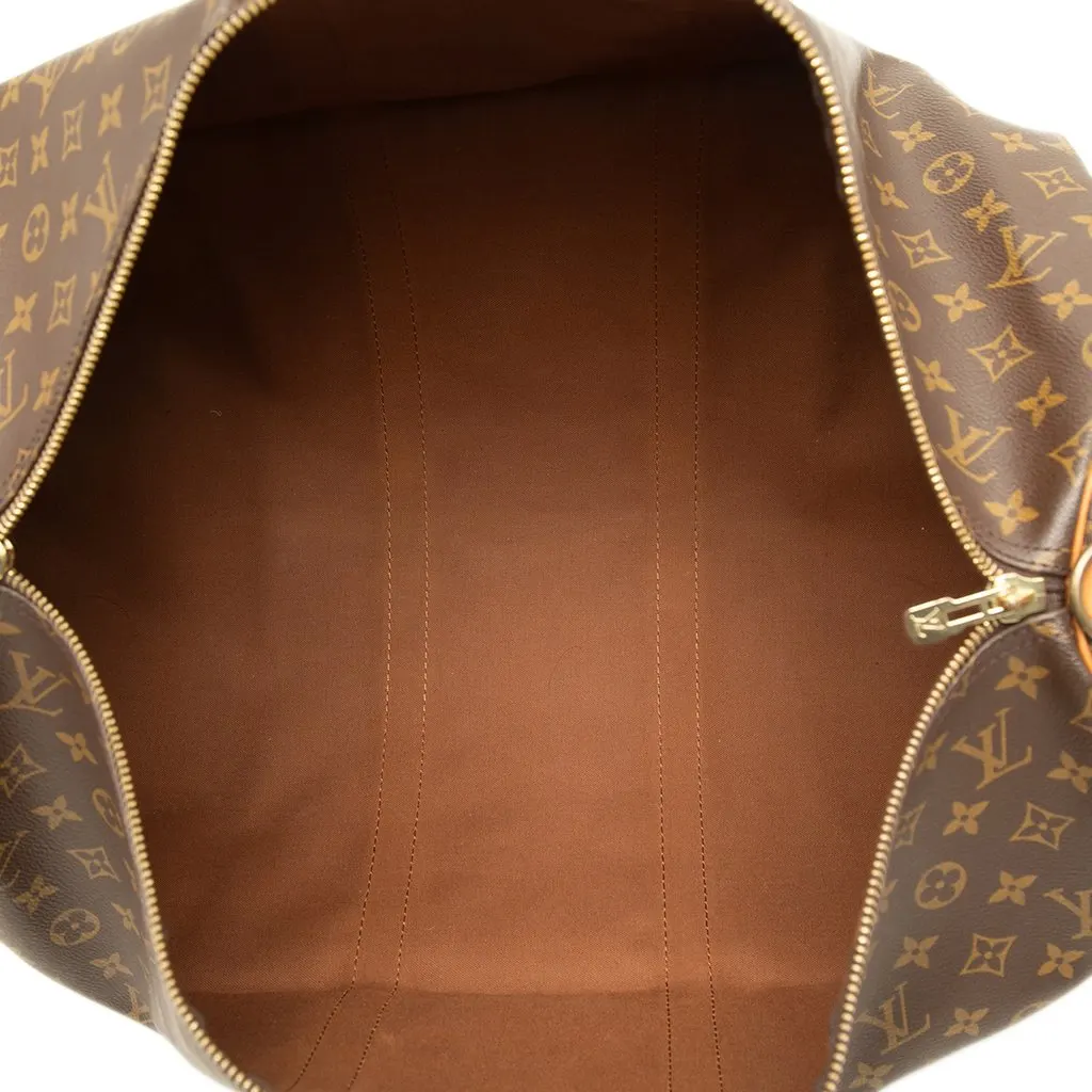 Louis Vuitton Monogram Keepall Bandouliere 55 Brown Canvas Good - Model View