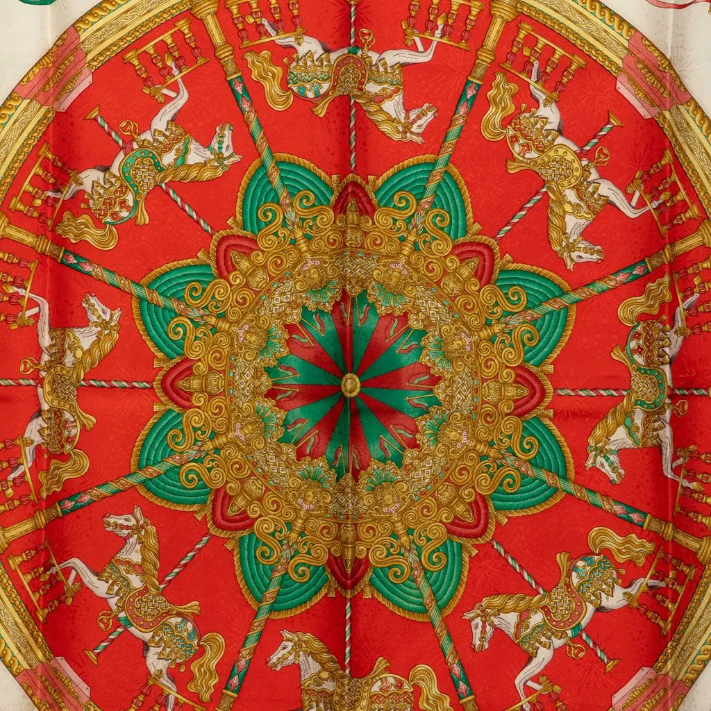 Hermès Luna Park Silk Scarf 90 Red Silk Very good - Back View