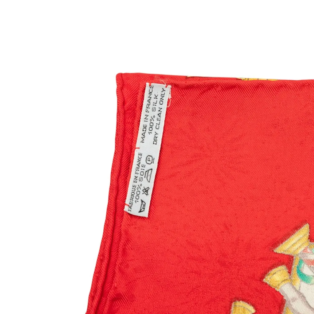 Hermès Luna Park Silk Scarf 90 Red Silk Very good - Model View
