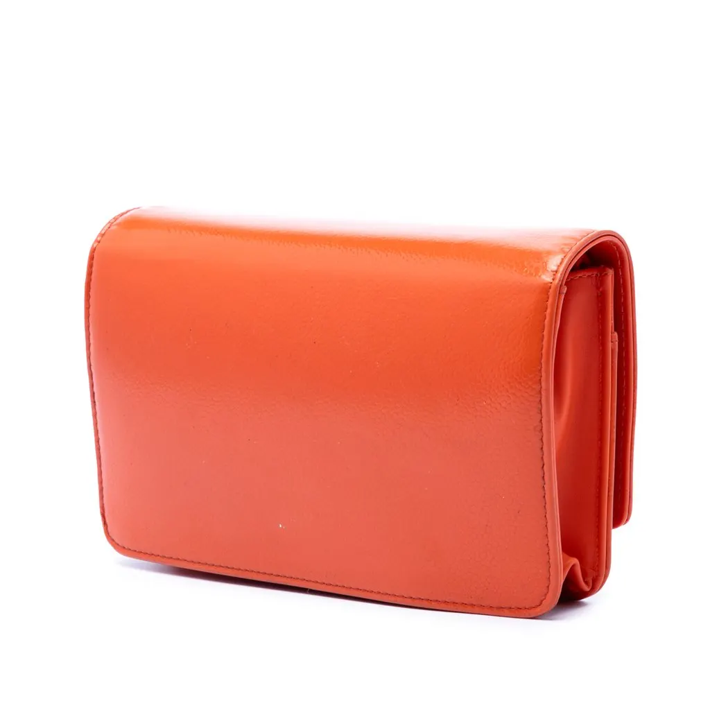 Chanel CC Patent Caviar Wallet On Chain Orange Leather Very good - Back View