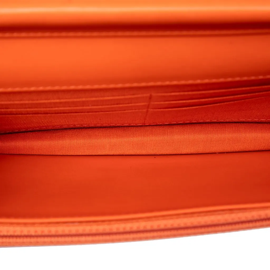 Chanel CC Patent Caviar Wallet On Chain Orange Leather Very good - Model View