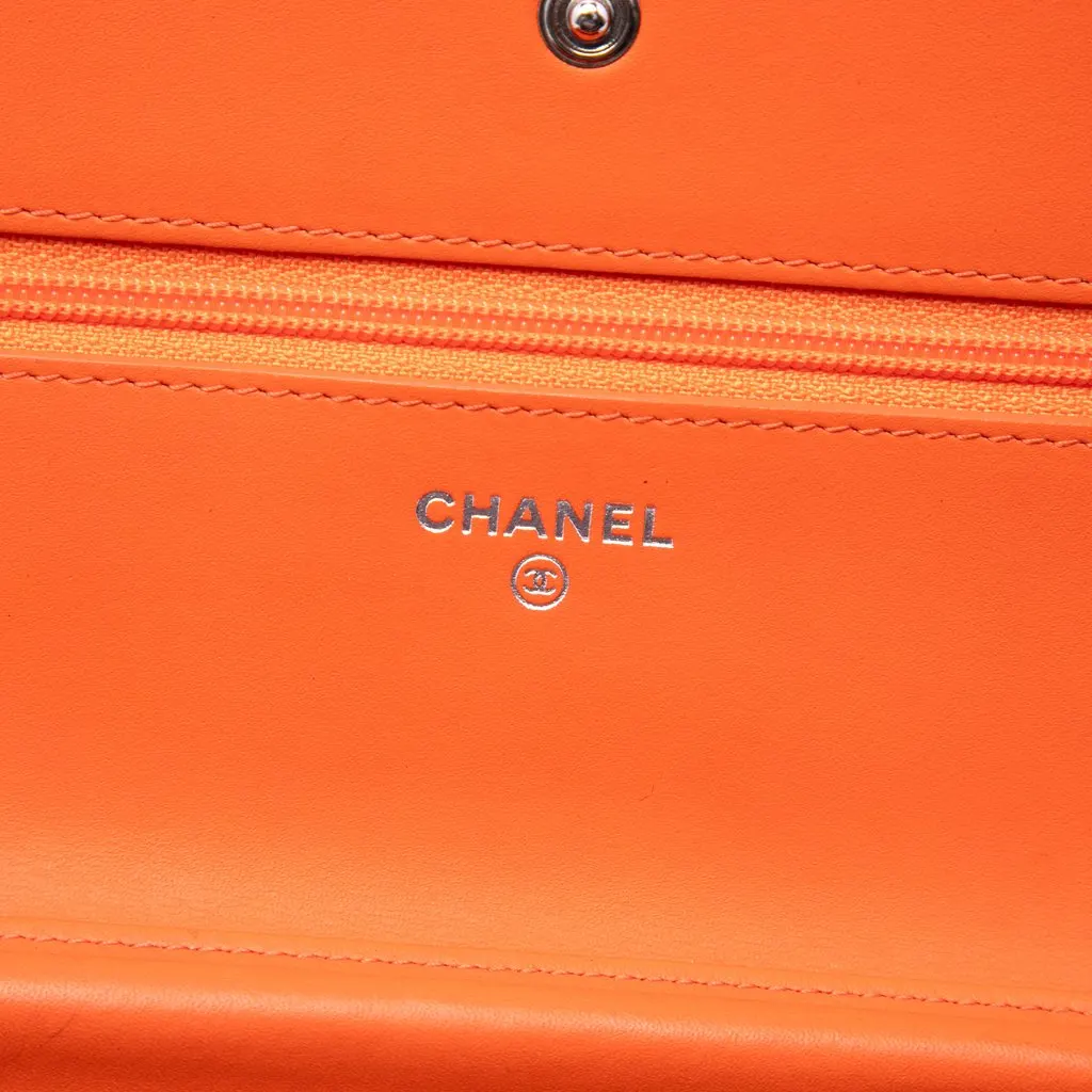 Chanel CC Patent Caviar Wallet On Chain Orange Leather Very good - Box View