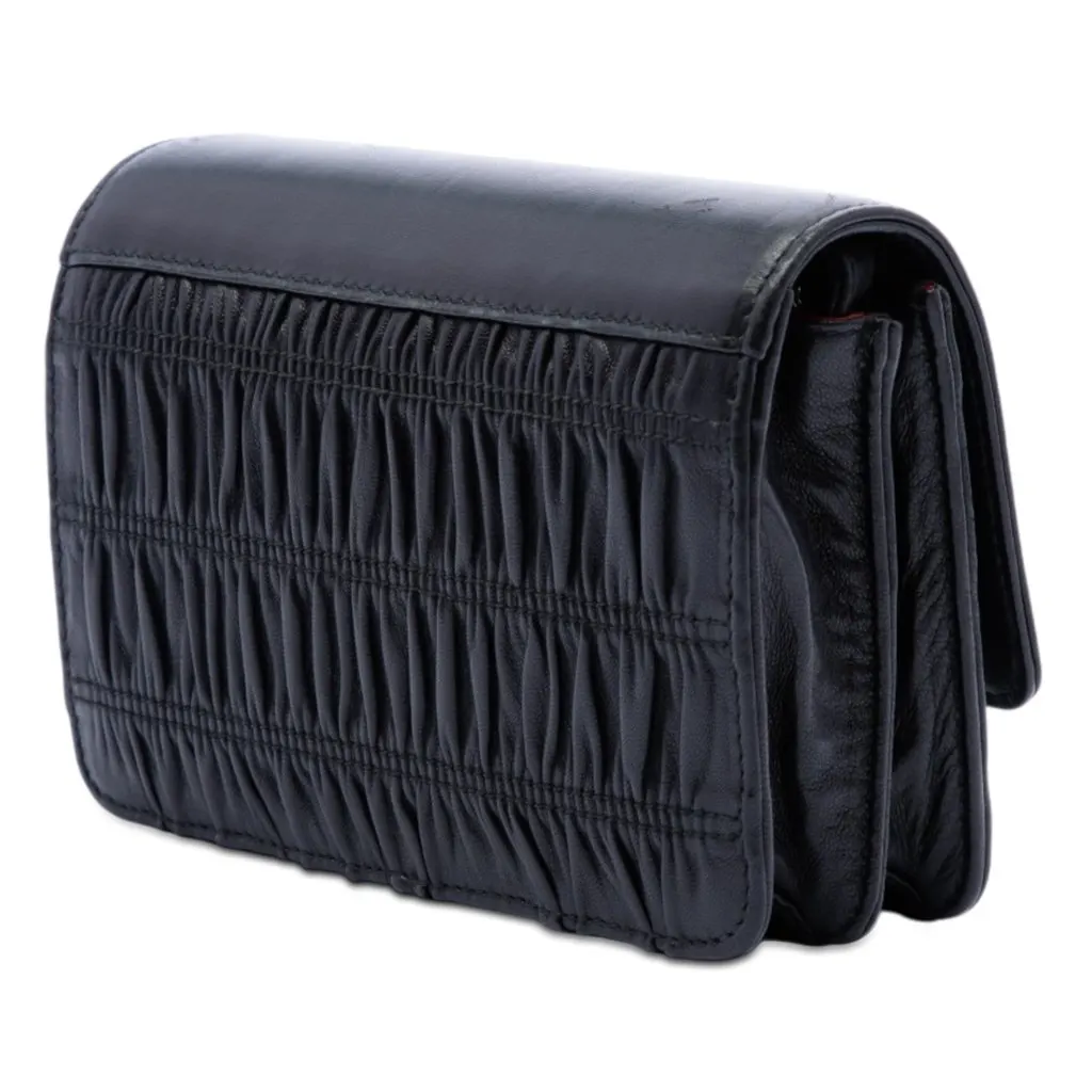 Prada Nappa Gaufre and Brushed Leather Crossbody Black Leather Very good - Back View