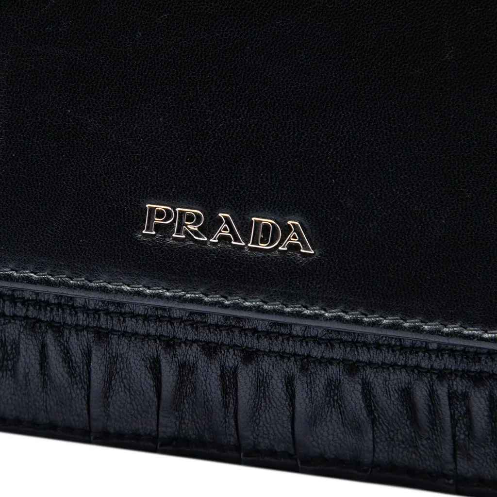 Prada Nappa Gaufre and Brushed Leather Crossbody Black Leather Very good - Box View