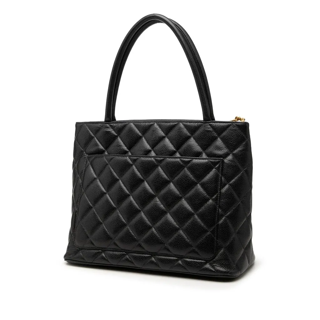 Chanel Caviar Medallion Tote Black Leather Very good - Back View