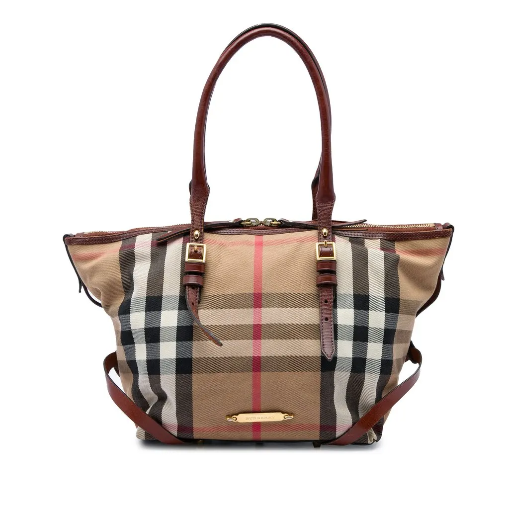 Burberry Small House Check Canvas Bridle Salisbury Tote Brown Very good - Front View