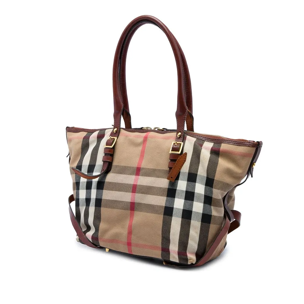 Burberry Small House Check Canvas Bridle Salisbury Tote Brown Very good - Back View