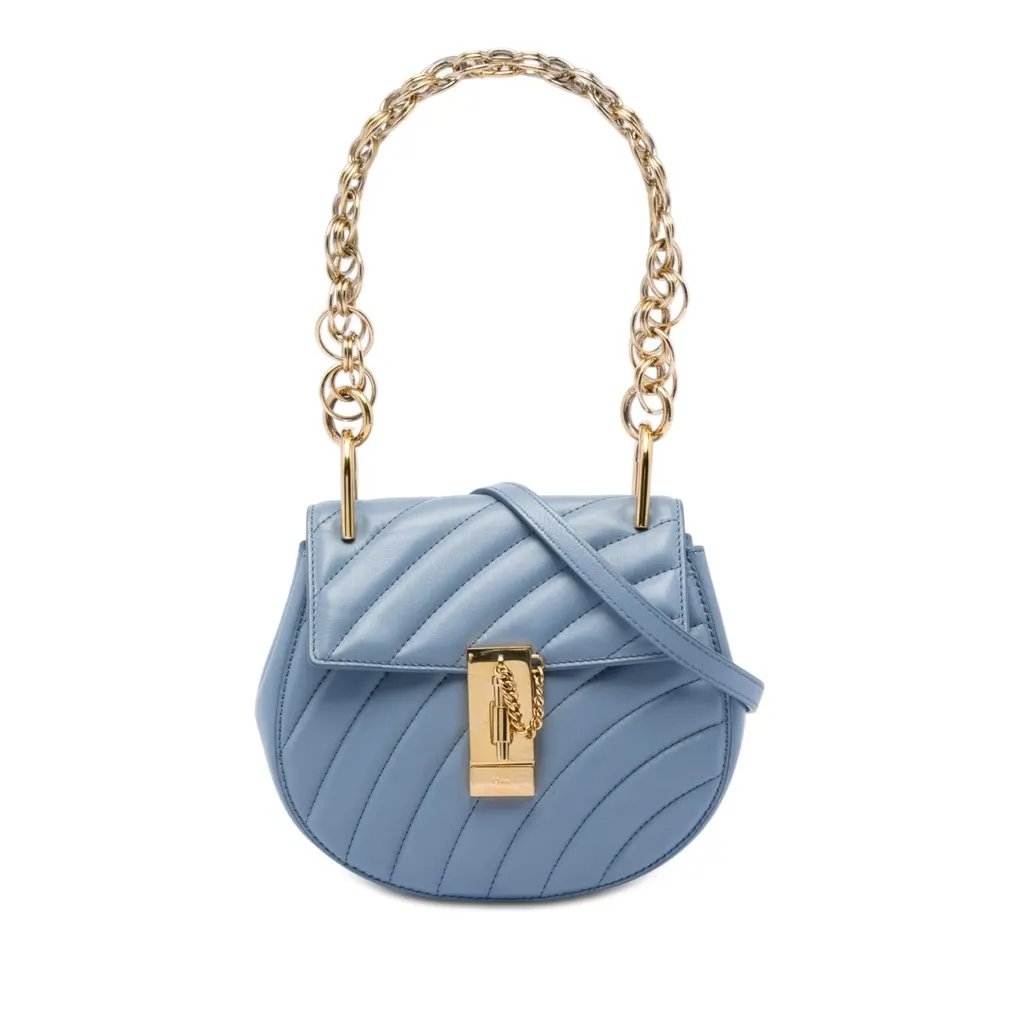 Chloé Mini Quilted Leather Drew Bijou Satchel Blue Leather Very good - Front View
