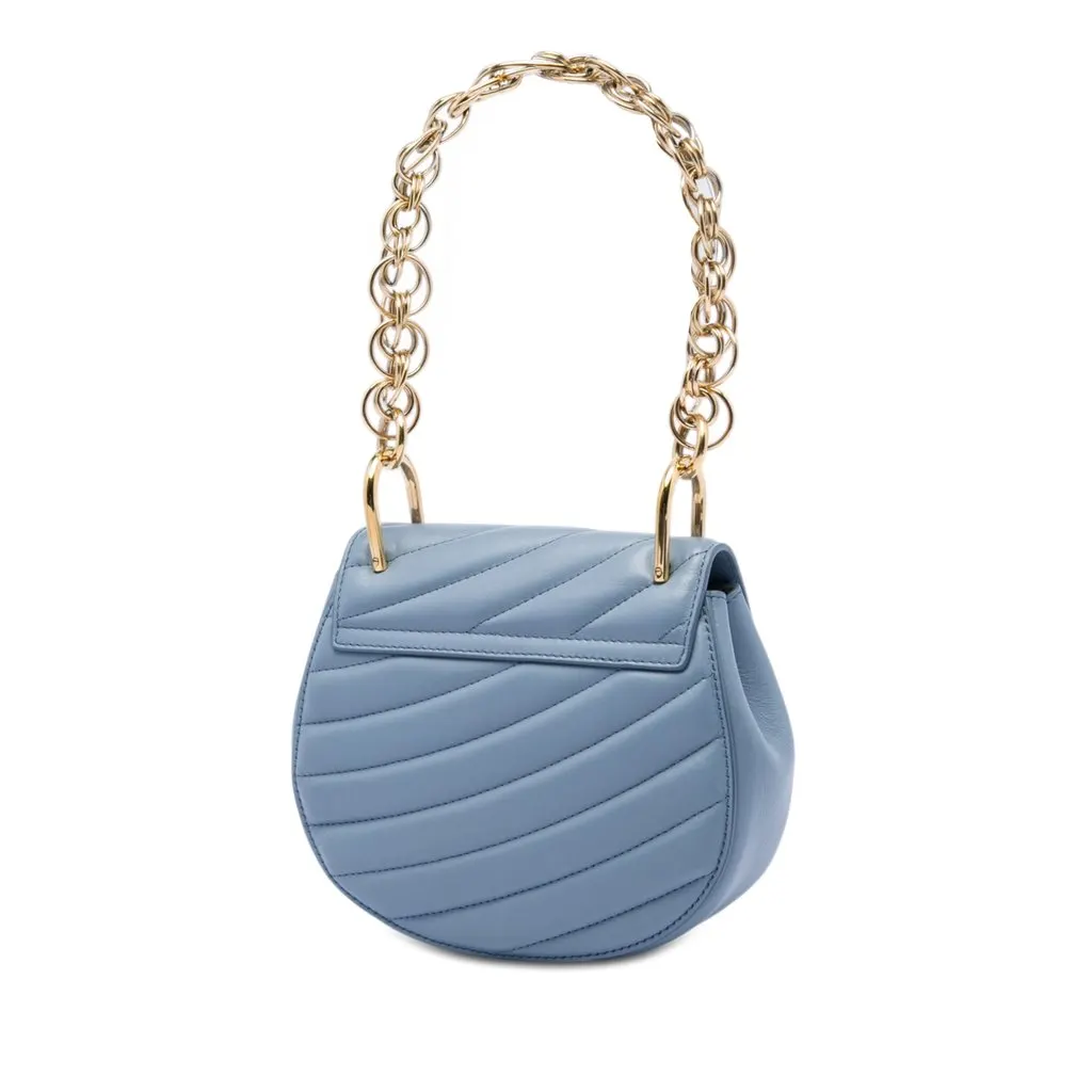 Chloé Mini Quilted Leather Drew Bijou Satchel Blue Leather Very good - Back View
