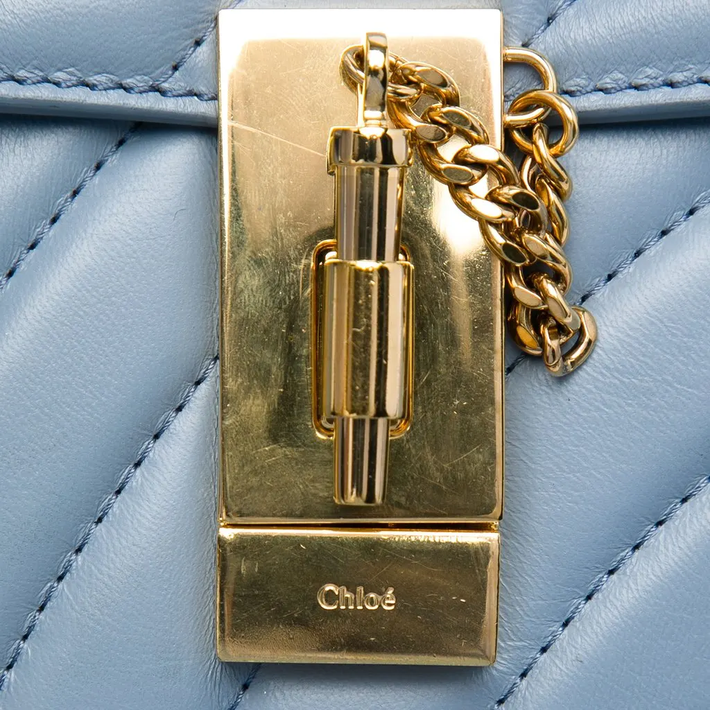 Chloé Mini Quilted Leather Drew Bijou Satchel Blue Leather Very good - Box View