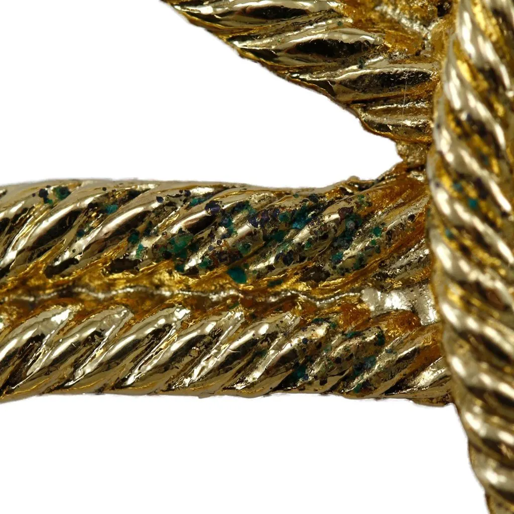 Chanel CC Gold Plated Clover Rope Brooch Gold Metal Very good - Box View