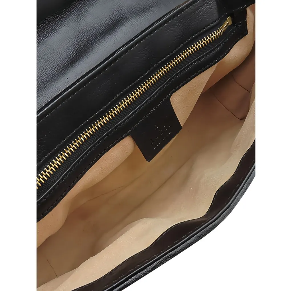 Gucci Large GG Marmont Matelasse Diagonal GG Canvas and Leather Shoulder Bag Beige Canvas Very good - Model View