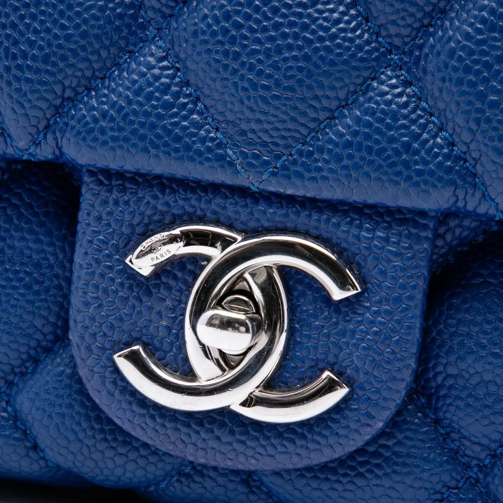 Chanel Jumbo Quilted Caviar Easy Flap Blue Leather Very good - Box View