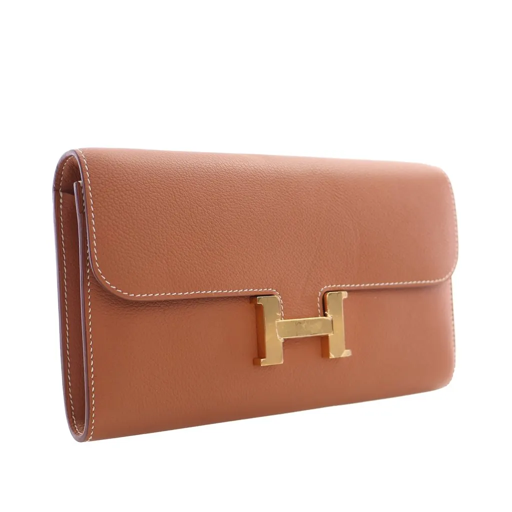 Hermès Evercolor Constance Wallet To Go Brown Leather Very good - Back View
