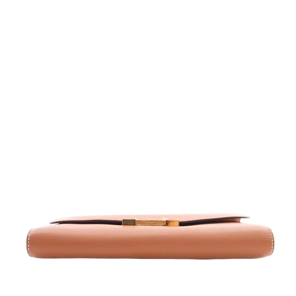 Hermès Evercolor Constance Wallet To Go Brown Leather Very good - Model View