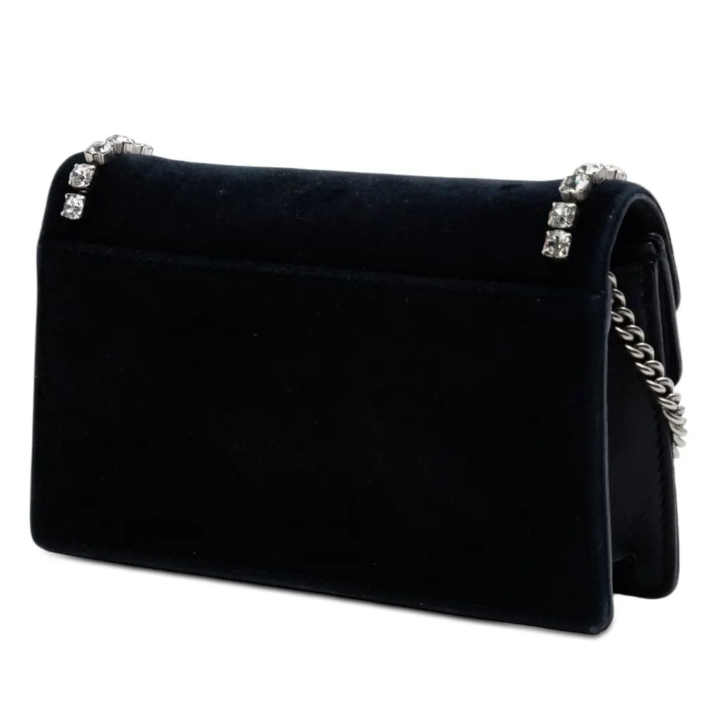 Gucci Mini Crystal Embellished Velvet Dionysus Crossbody Black Very good - Back View