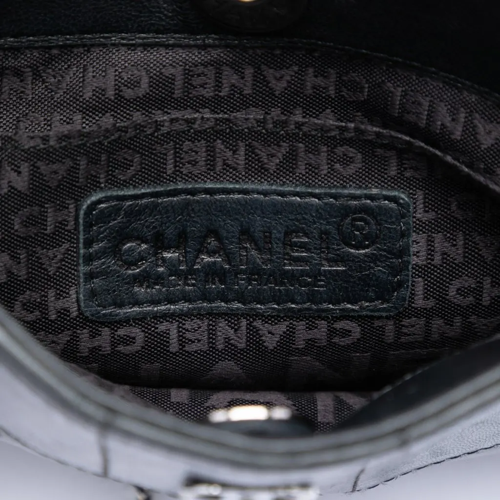 Chanel CC Choco Bar Lambskin Chain Fringe Crossbody Black Leather Very good - Box View