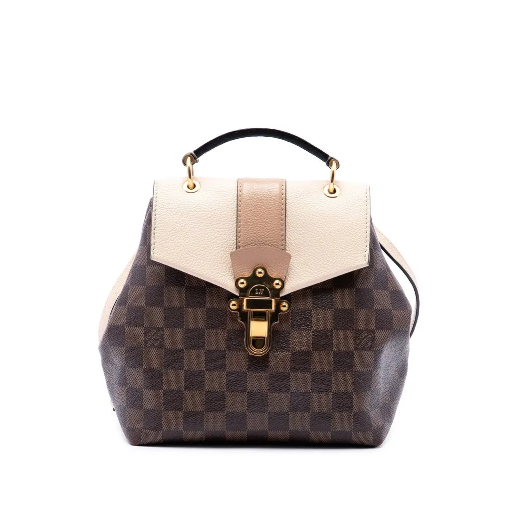 Louis Vuitton Damier Ebene Clapton Brown Canvas Good - Front View