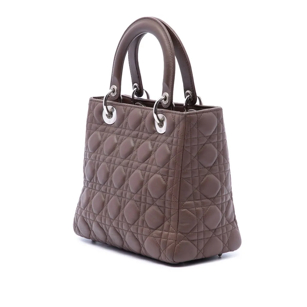 Dior Medium Lambskin Cannage Lady Dior Brown Leather Very good - Back View