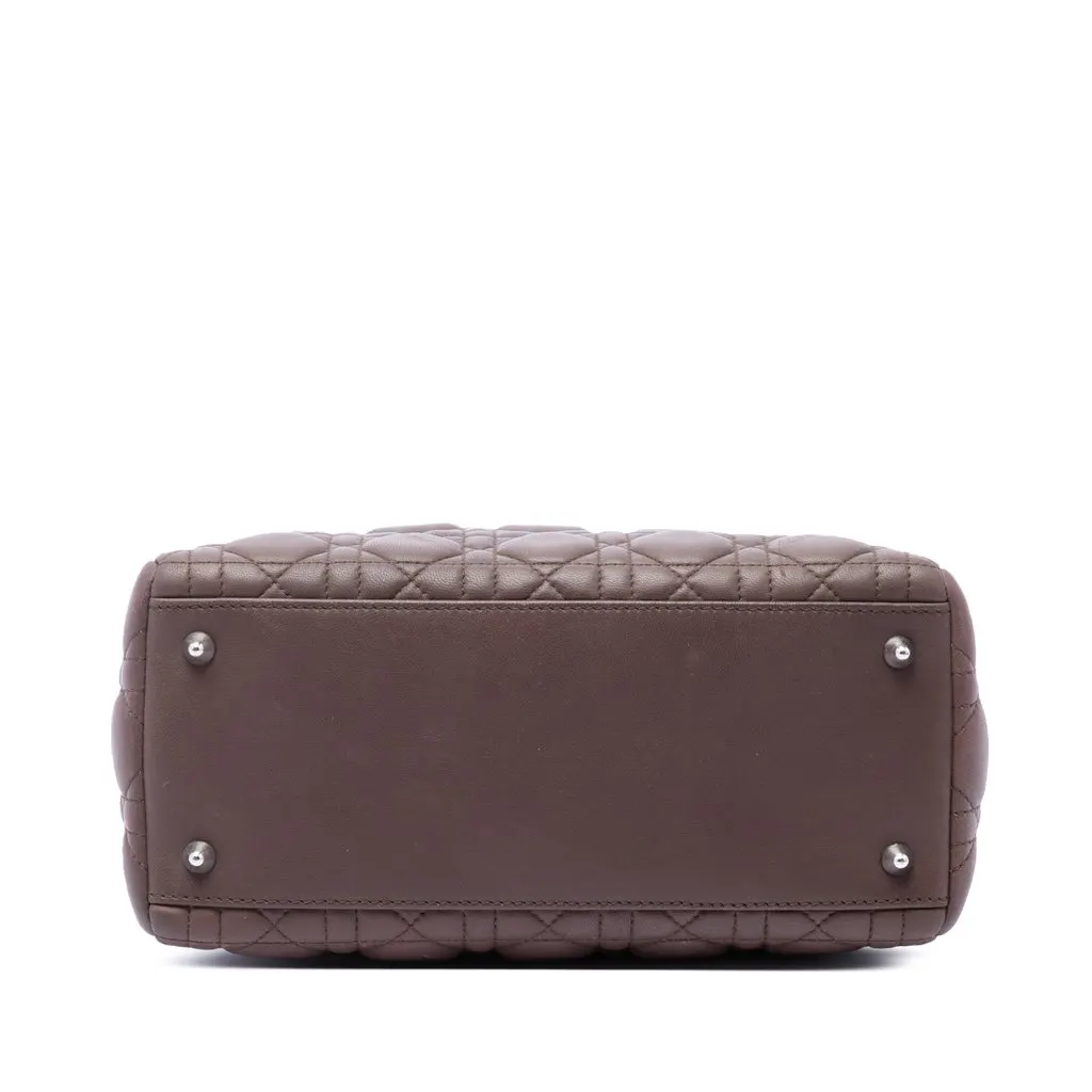Dior Medium Lambskin Cannage Lady Dior Brown Leather Very good - Inside View