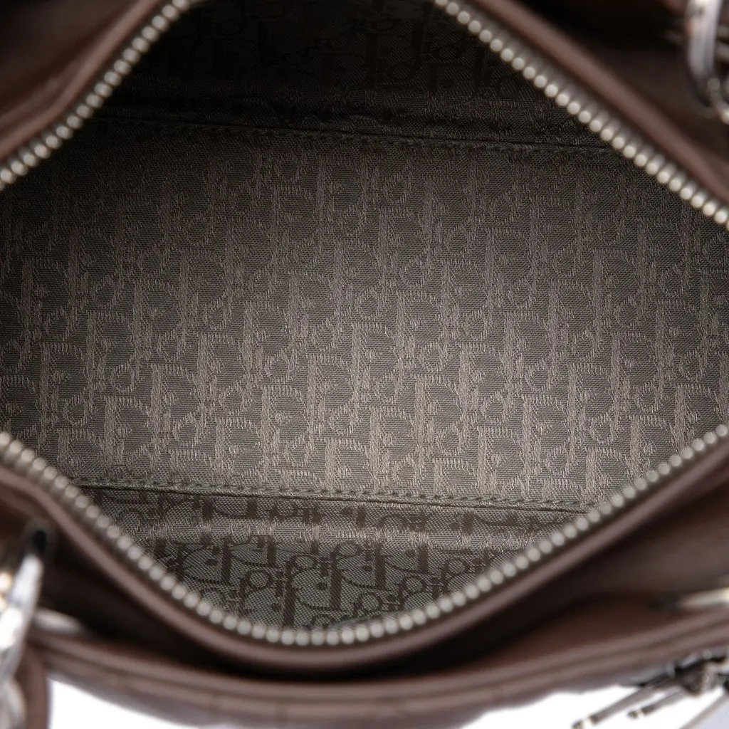 Dior Medium Lambskin Cannage Lady Dior Brown Leather Very good - Model View