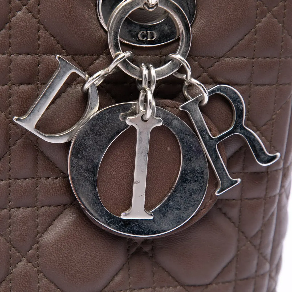 Dior Medium Lambskin Cannage Lady Dior Brown Leather Very good - Box View